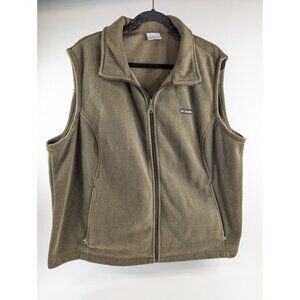 Columbia Women’s Benton Springs Vest – 3X Olive Fleece Full Zip Warm Pockets